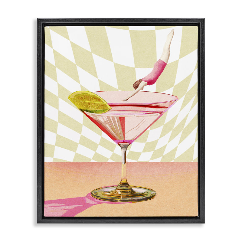  «Diving into Cocktail» par Daphne Polselli, Cadre flottant noir de jais, H 21 po x l 17 po