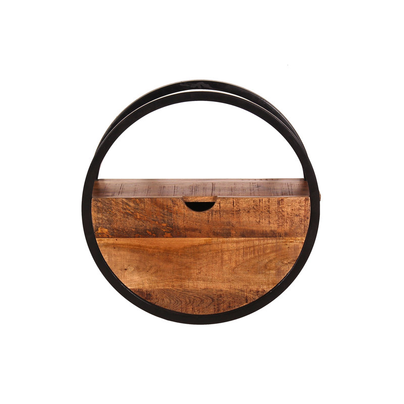 Circle Floating Shelf, 50cm H x 50cm W x 20cm D., Brown