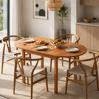 55‑Inch Wooden Drop Leaf Kitchen Table, Space‑Saving Extendable Dining Table In Walnut Finish For Small Spaces