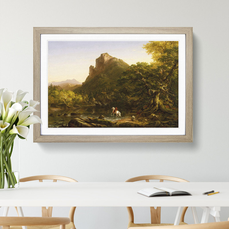 The Mountain Ford by Thomas Cole - Picture Frame Painting, 27cm H x 36cm W x 2cm D, Oak Framed