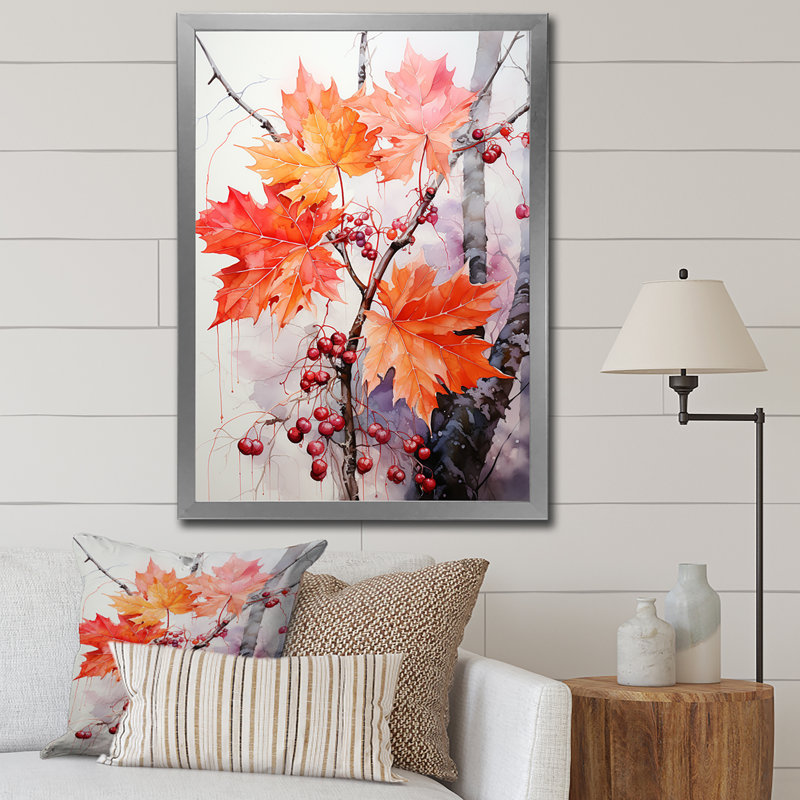 Maiesha Japon Art Coral Crimson Maple III - impression, H 40 po x l 30 po x P 1,5 po, Cadre photo argenté