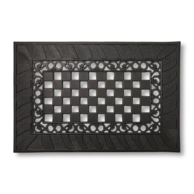 Classic Check Rubber Entrance Mat, 24" W x 36" L