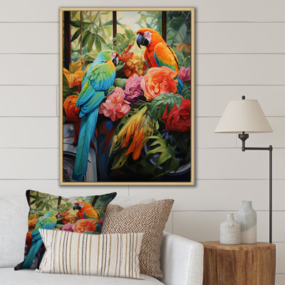 «Blue Parrot Jungle Paradise» - art mural perroquet