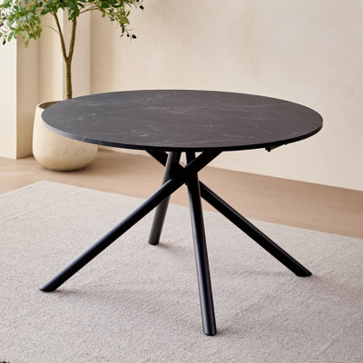 Table de salle à manger ronde de 47 po pour 4 personnes, table de cuisine moderne, table en métal avec pieds en croix