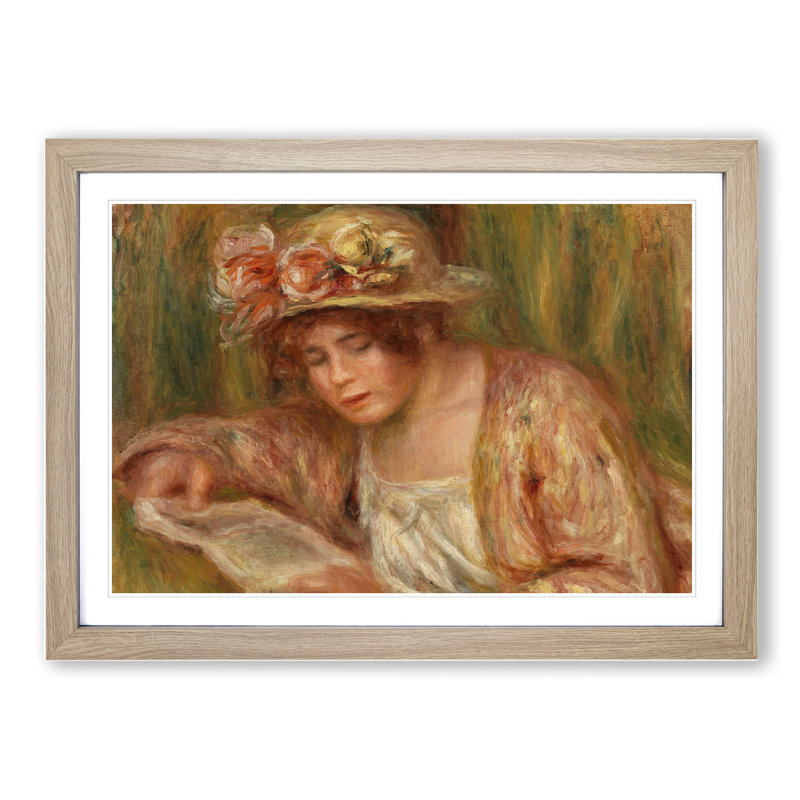 Andree in a Hat by Pierre-Auguste Renoir - Picture Frame Painting, Oak, 48cm H x 65cm W x 2cm D
