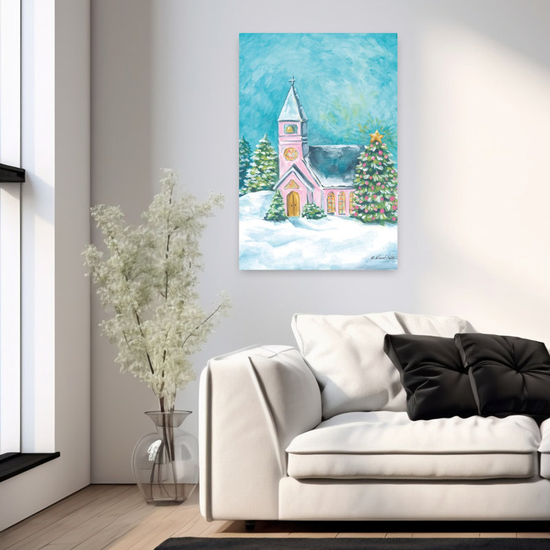 «Winter Blessings Peaceful Abstract Contemporary Tree Winter Landscape Art», H 36 po x l 24 po