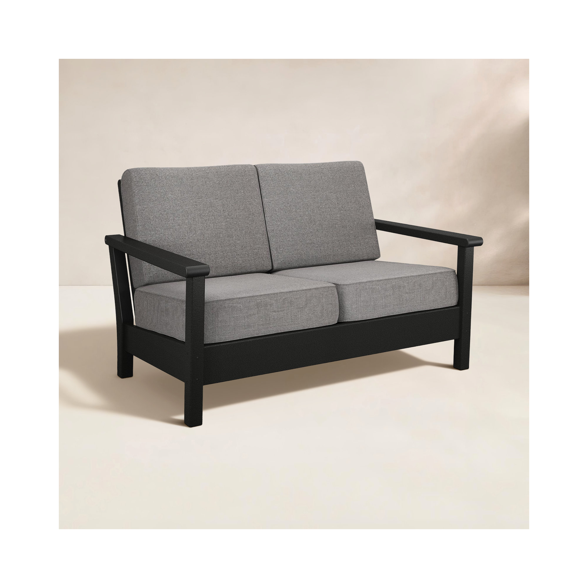 Harbour 52.25'' Wide Outdoor Loveseat with Cushions, Brown, Gray