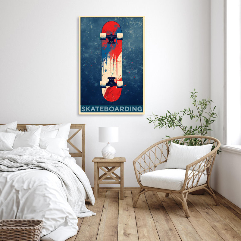 Skateboarding - 1 pièce, impression sur toile tendue, L 24 po x H 36 po