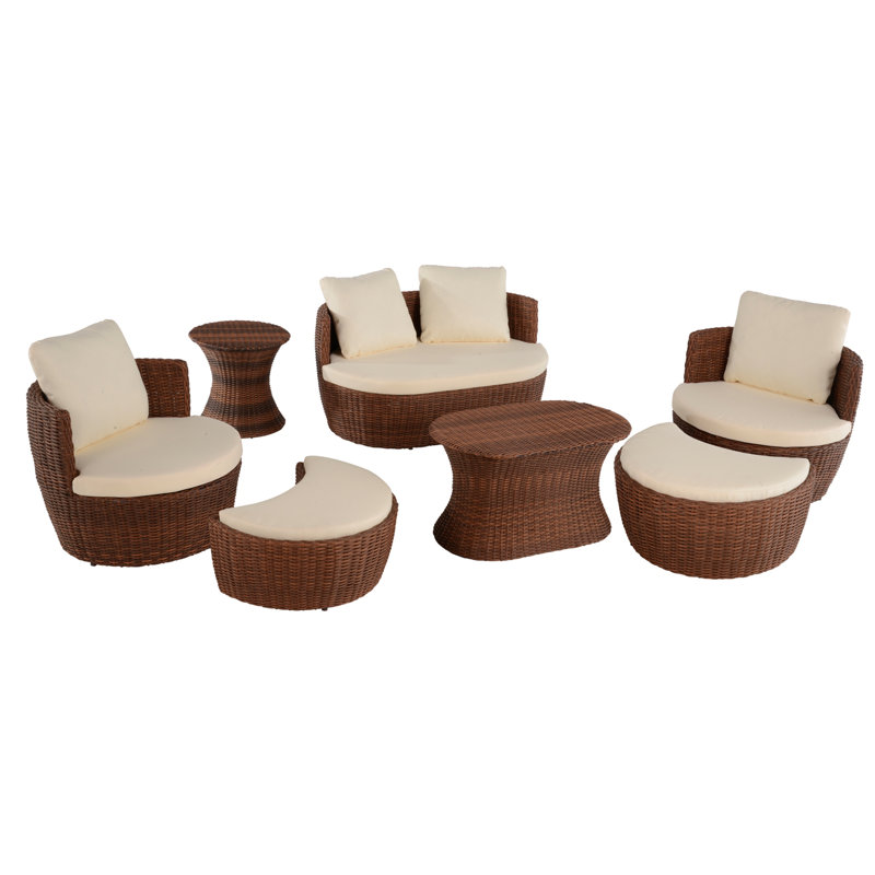 Riarna 4 - Person Patio Conversation Set with Cushions, Beige, Dark Brown