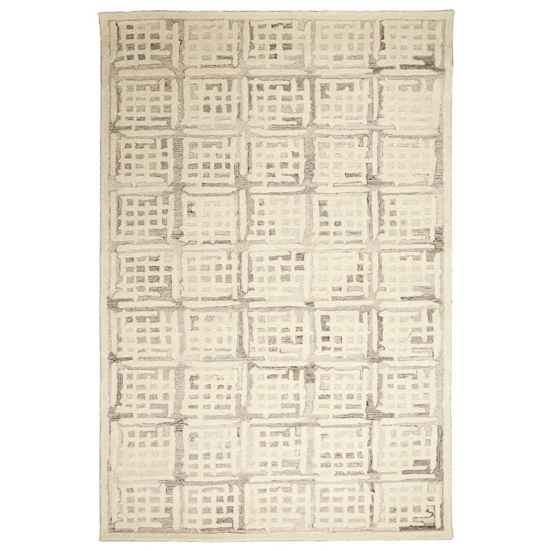 Wool Geometric Indoor Rug, Rectangle 5' x 7'6"