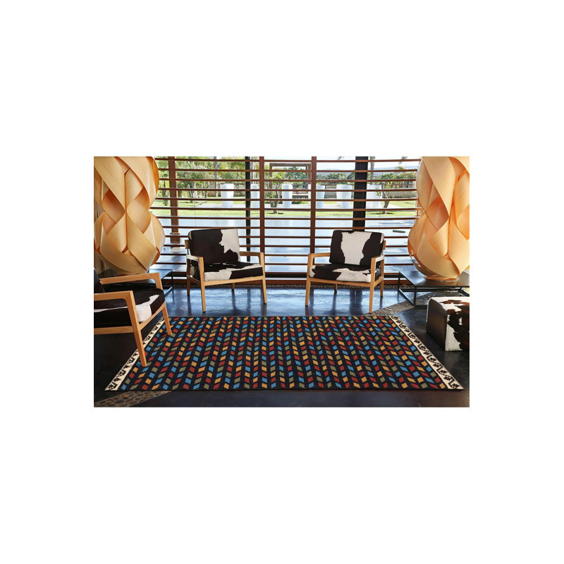 Multi Color Mixed Geometric Pattern Modern Decorative Machine Washable Area Rug, Runner 3'3" x 6'7"