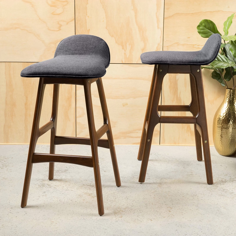 Ensemble de 2 tabourets de bar Mid-Century, Brun, Gris foncé