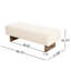 Banc rectangulaire en tissu de lin beige avec sièges confortables, système de ressorts ensachés et rembourrage en éponge haute densité à usages multiples, pieds en bois d'hévéa