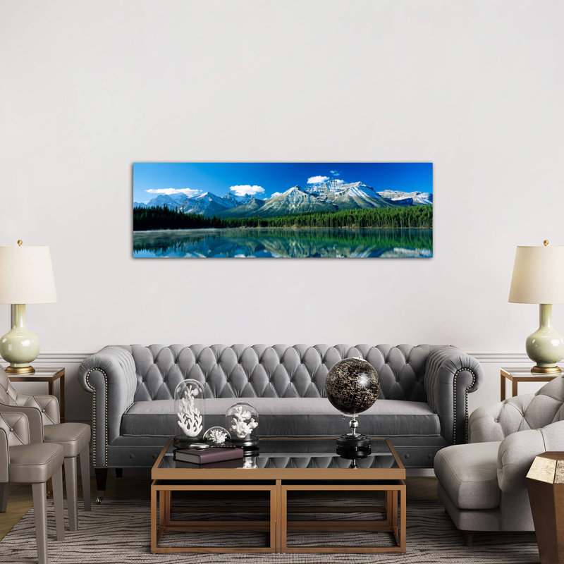 Herbert Lake Banff National Park Canada - Wrapped Canvas Panoramic Print, 30.48 cm H x 91.44 cm W, White Framed