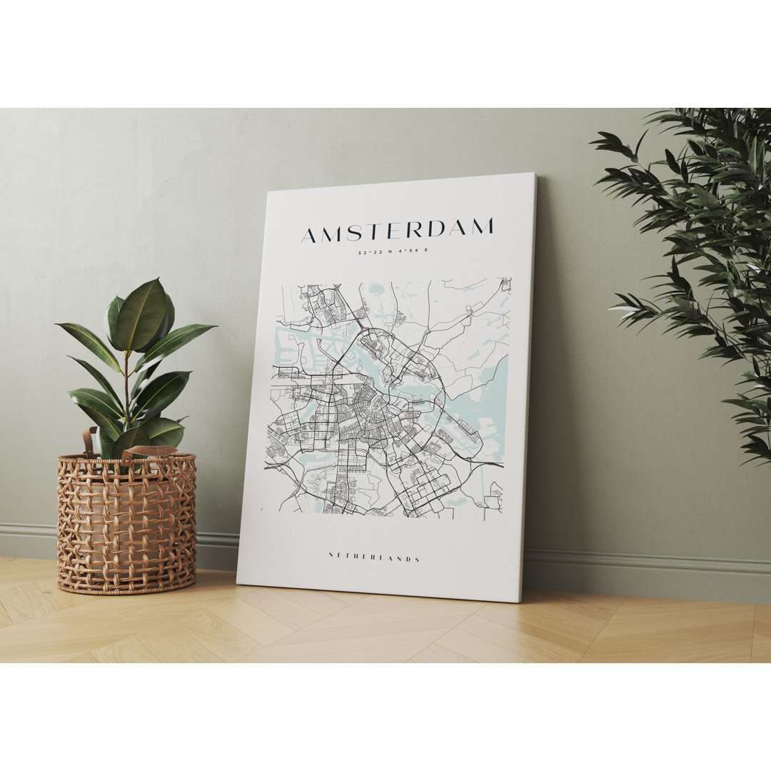 Grafikdruck Stadtplan - Amsterdam