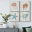 Coral and Shell I - ensemble de 4 reproductions sur toiles tendues-1848821250