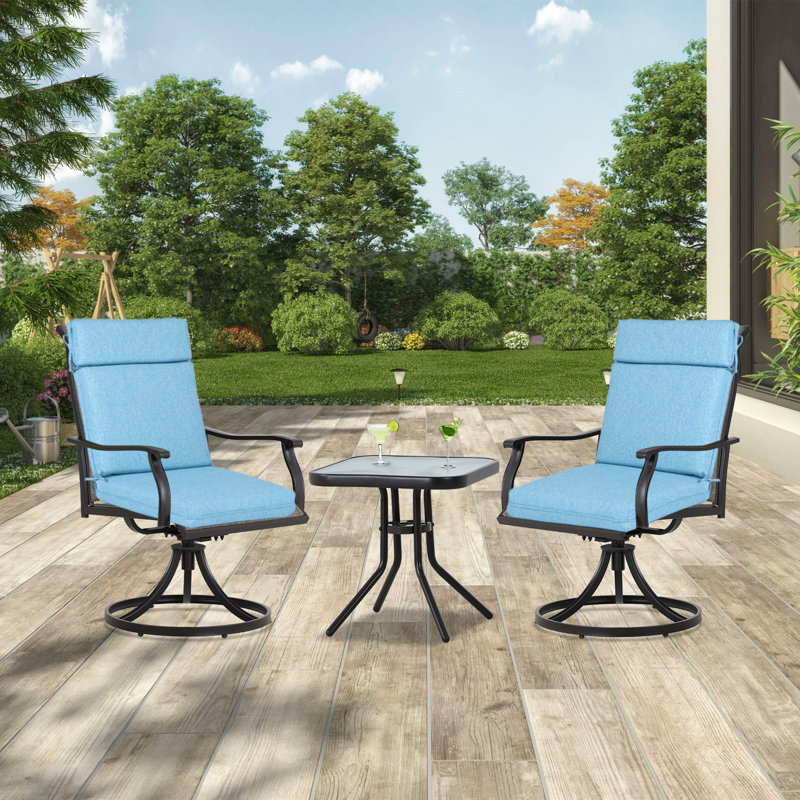 Ensemble de 2 coussins de chaise d'extérieur à haut dossier, L 20 po x P 17 po, Bleu lac