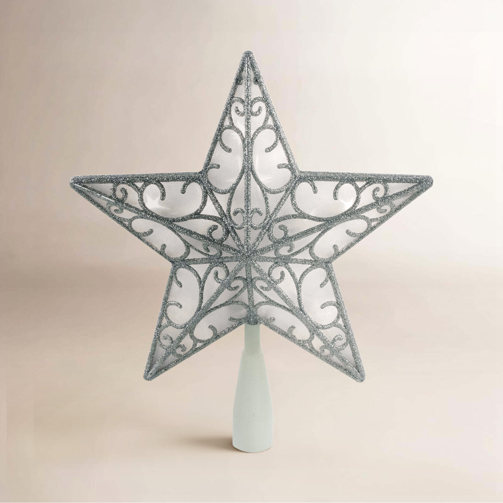 The Holiday Aisle® 9" Pre-Lit Tree Topper, Silver