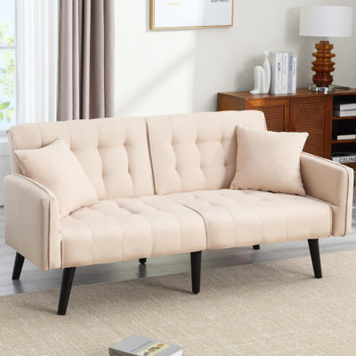 Small comfortable fabric sofa with adjustable backrest and armrests