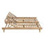 Chaise longue double inclinable d'extérieur avec dossiers ajustables, teck clair