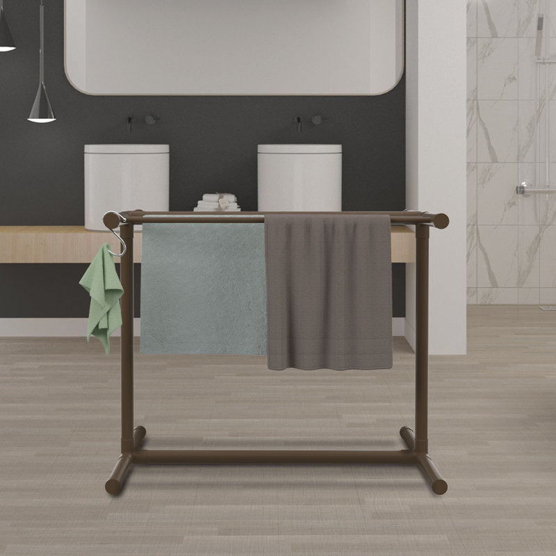 Porte-serviettes sur pied H 40 po x l 40 po x P 18 po, Brun
