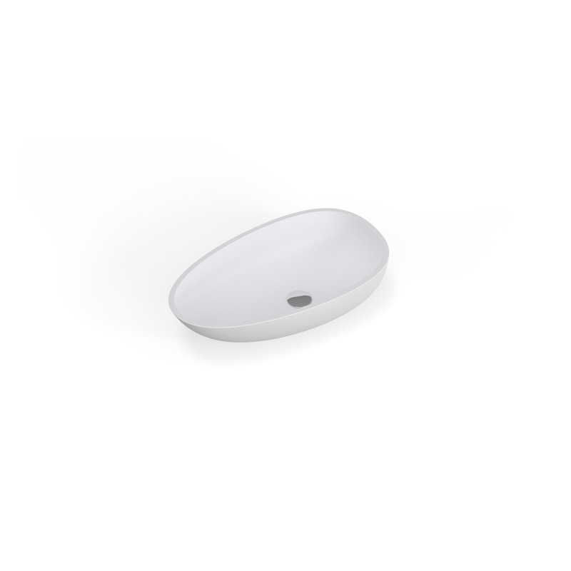 Badeloft 24.4" x 13.7" Oval Stone Resin Vessel Bathroom Sink WB-01-M in Matte White, Matte White