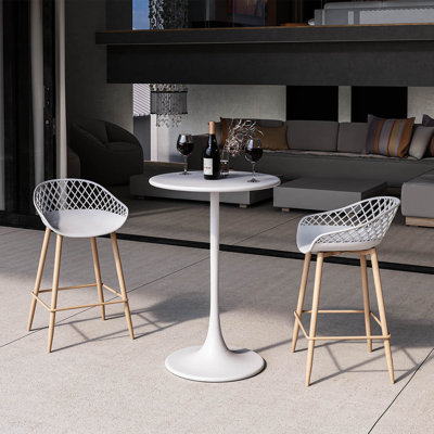 Liev Bistro Counter Height 24" Steel Pedestal Base Table for Indoors or Patio with Counter Stools