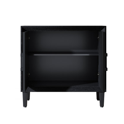 Mid-Century Modula Credenza Sideboard Buffet, 31.5" Small Space Storage Cabinet with Symmetrical Sunburst Doors, 2-Door Accent Cabinet with Adjustable Shelves for Dining Room, Entryway & Hallway