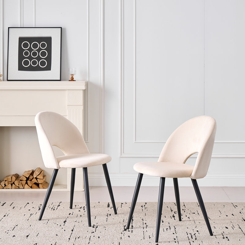 48cm H Upholstered Metal Side Chair, Beige