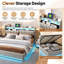 Upholstered Ottoman Storage Bed with LED Lighting and USB Port, Bed with Storage and Headboard-76567626-191157594