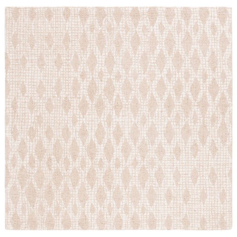Abstract Hand Tufted Wool, Cotton Geometric Rug, Rectangle 3' x 5'