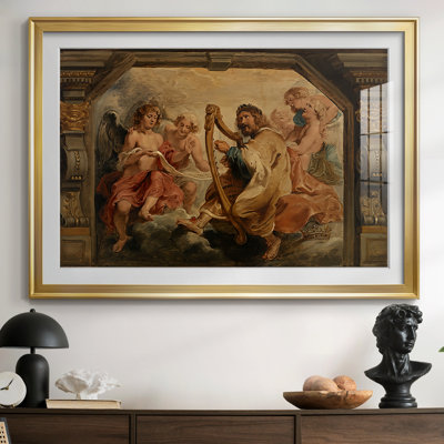 Le roi David jouant de la harpe-Peter Paul Rubens, reproduction encadrée avec passe-partout et verre 1616
