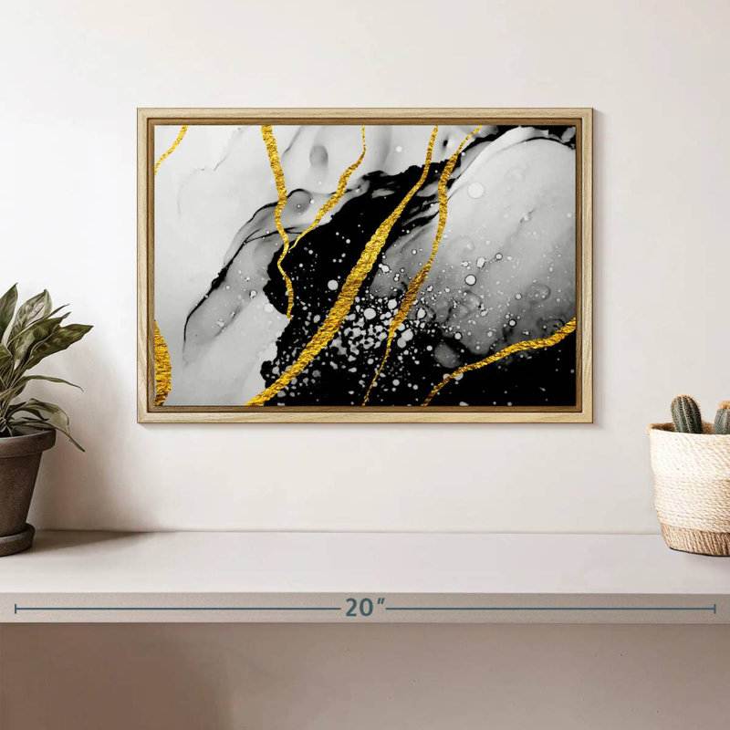 Feuille d'or Catriona, Cadre flottant en bois naturel, 13 po x 9 po