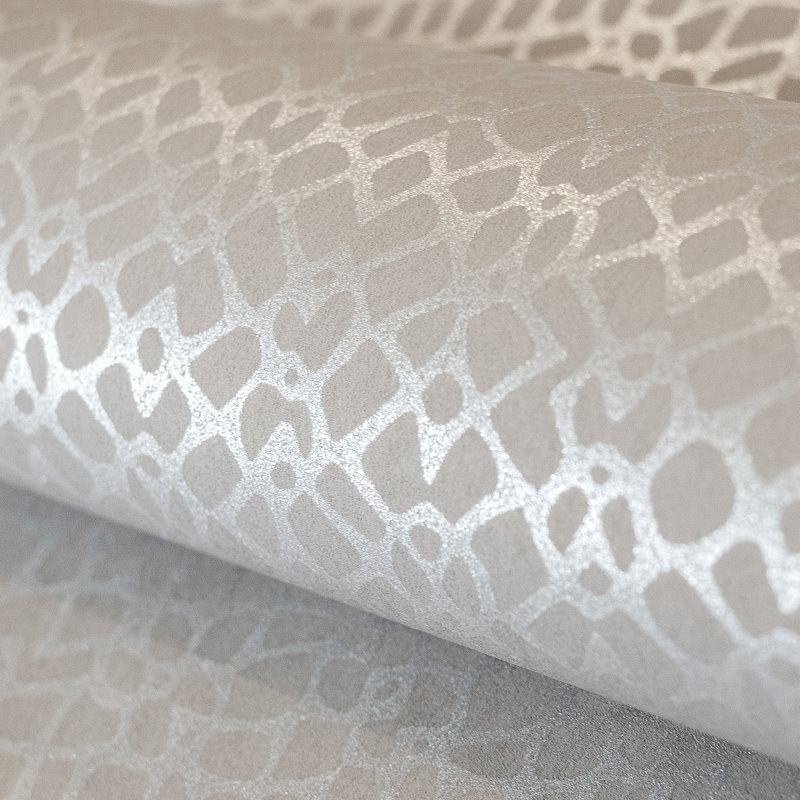 Slow Living Metallic Geometric Motif Wallpaper Roll, Dusty Lilac