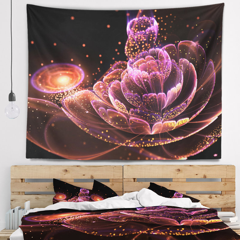 Tapisserie d'art mauve floral, H 50 po x l 60 po