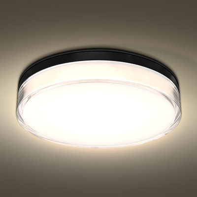  Plafonnier encastré mince 7 pouces à DEL 15 W 1000LM 5CCT 2700K-5000K à intensité variable et homologué ETL - Noir