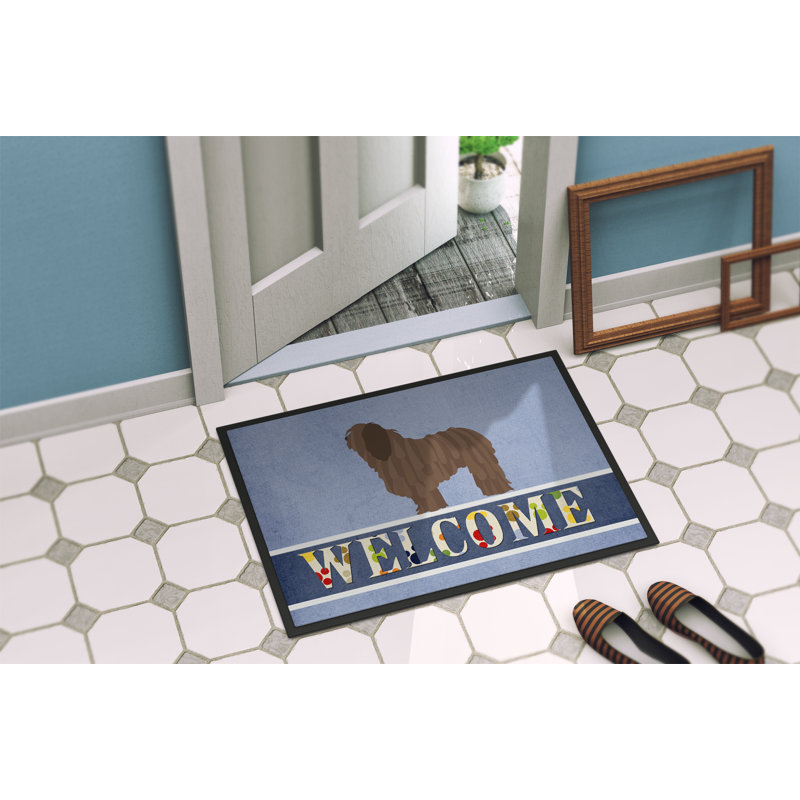 Tapis de porte pour l’extérieur antidérapant bergame berger welcome, Rectangle 1 pi 6 po x 2 pi 3 po