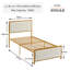 Single/Double Metal Platform Bed Frame With Upholstered Headboard And Footboard, No Box Spring Needed, Grey/Beige-275692836-282826323