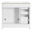 Meuble-lavabo 36 po, structure en bois massif, lavabo en céramique, 3 tiroirs, charnières, rangement spacieux, motif rainuré unique, poignée en métal exquis, style rétro, design moderne, facile à assembler, tiroir lisse