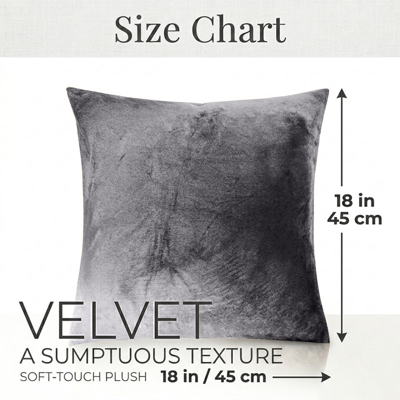 Plain Velvet Cushion Cover-(Pack of 4), Charcoal