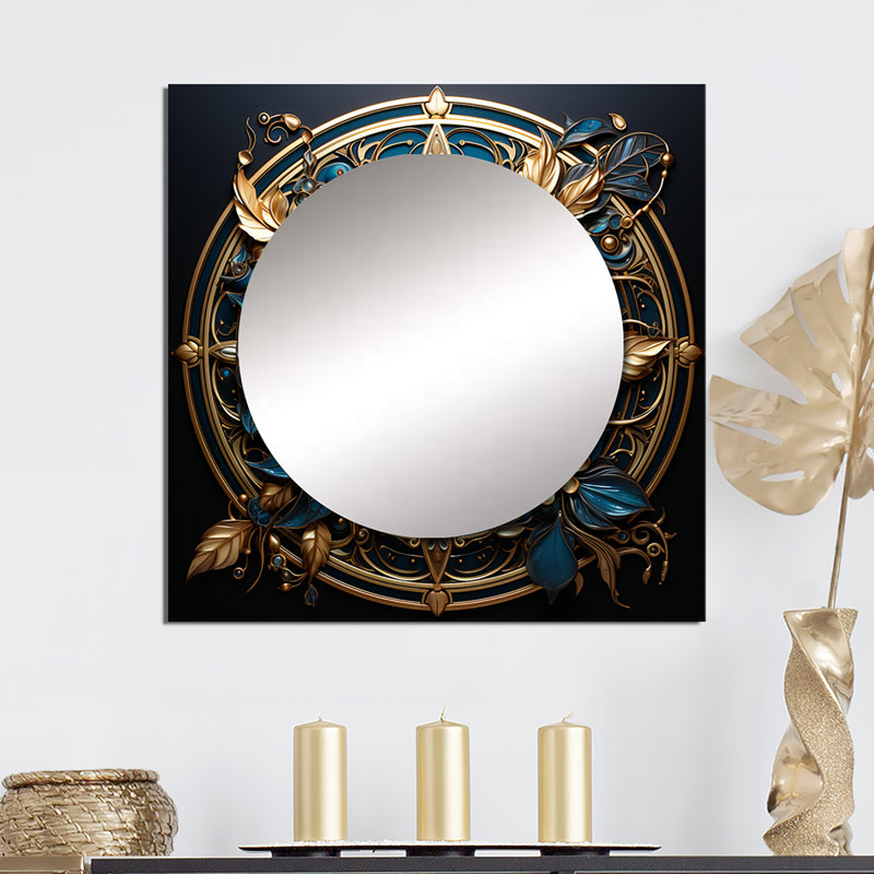 Deklyn - Miroir carré abstrait pour botanique, 23 po x 23 po