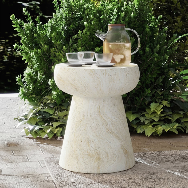 Tables d'appoint d'extérieur en forme de champignon en béton, Jaune