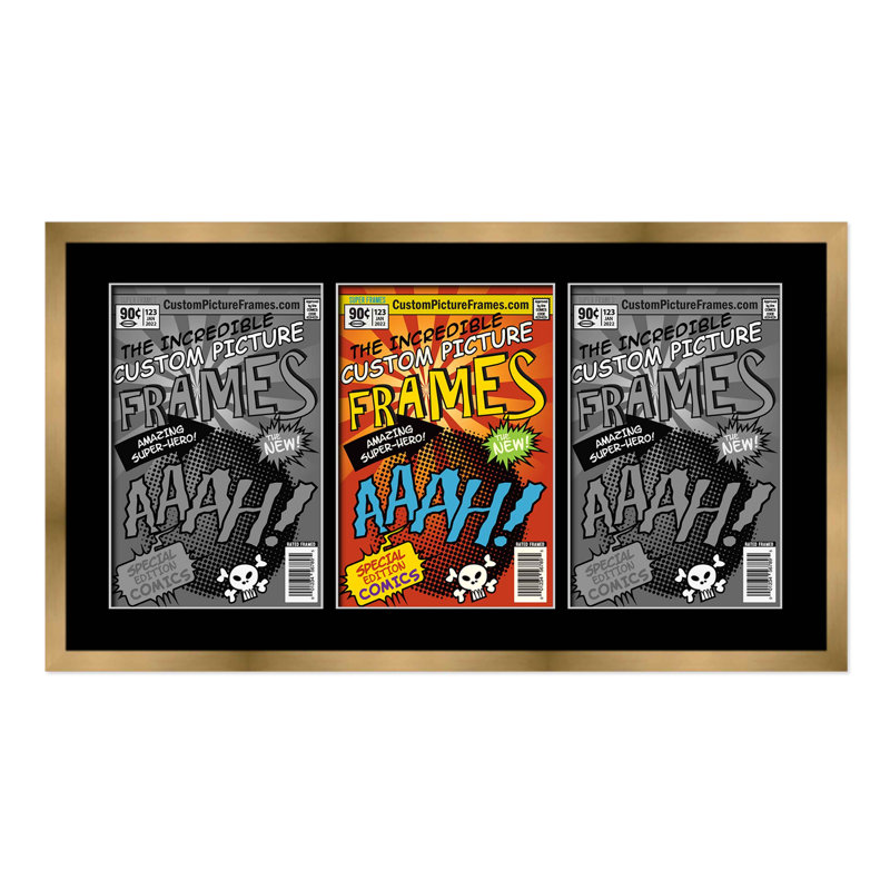 Cadre photo collage, 7,125 po x 10,5 po, Or / noir