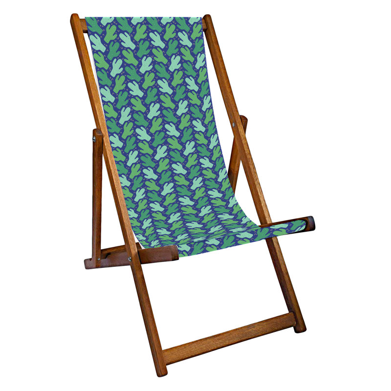 Cava Folding Deck Chair, Navy/Green