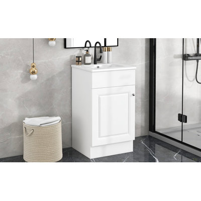 Meuble-lavabo 18 po avec lavabo, meuble-lavabo avec tablette de porte et tablette réglable