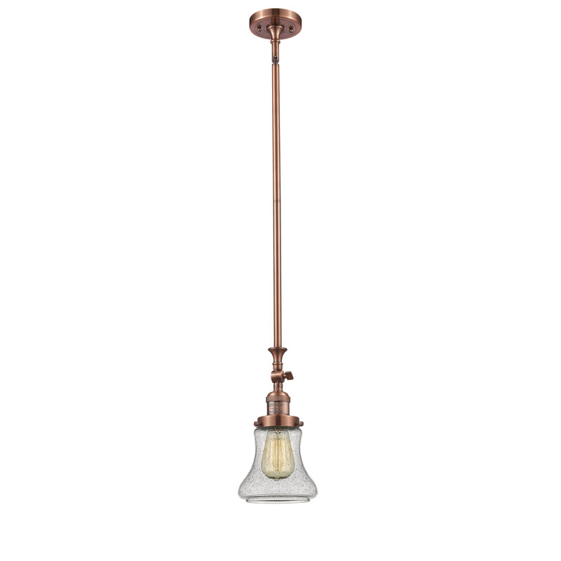 Luminaire suspendu en forme de cloche à 1 lumière Edda, Cuivre antique, Grainé
