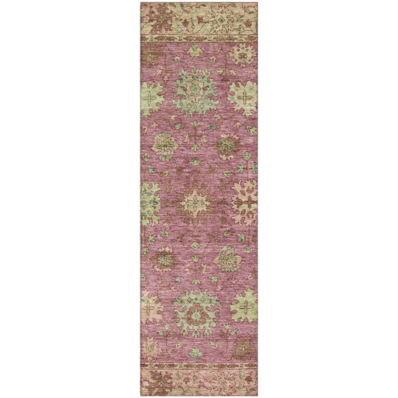 Premium Machine Washable Mayfield AMF2052 Global Rug, 1'8" x 2'6", Pink
