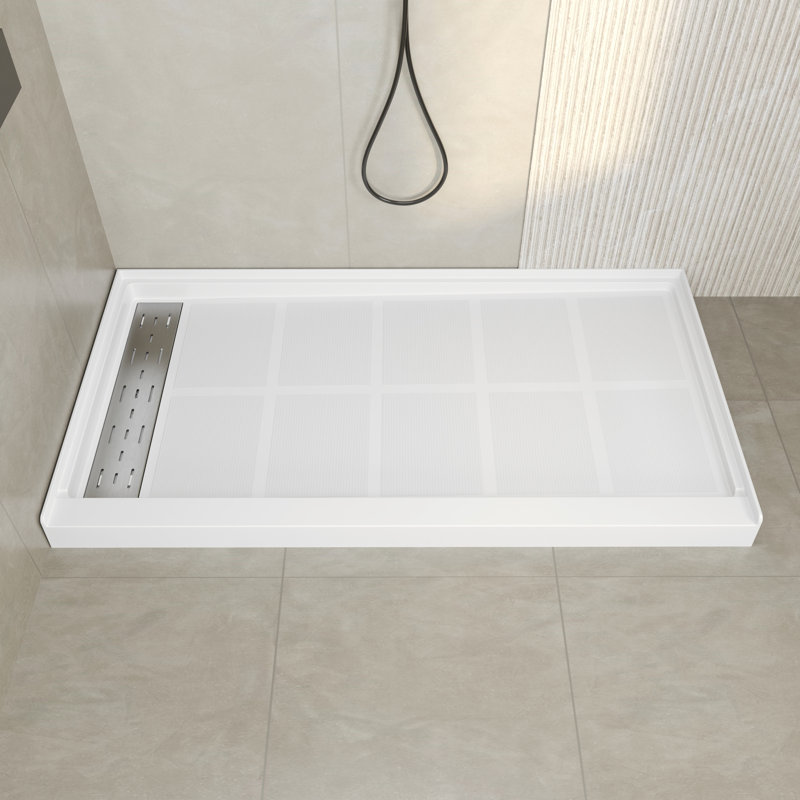 Base de douche rectangulaire avec ensemble de drain et couvercle de drain l 60 po x P 32 po, Oui