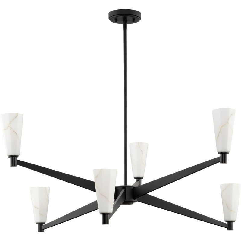 Lustre de luxe moderne à six lumières, Noir mat