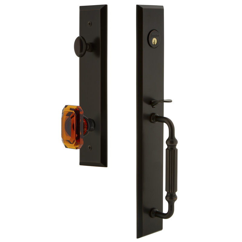Fifth Avenue Complete Inactive Dummy Handleset with Baguette Knob and Rosette, Timeless Bronze
